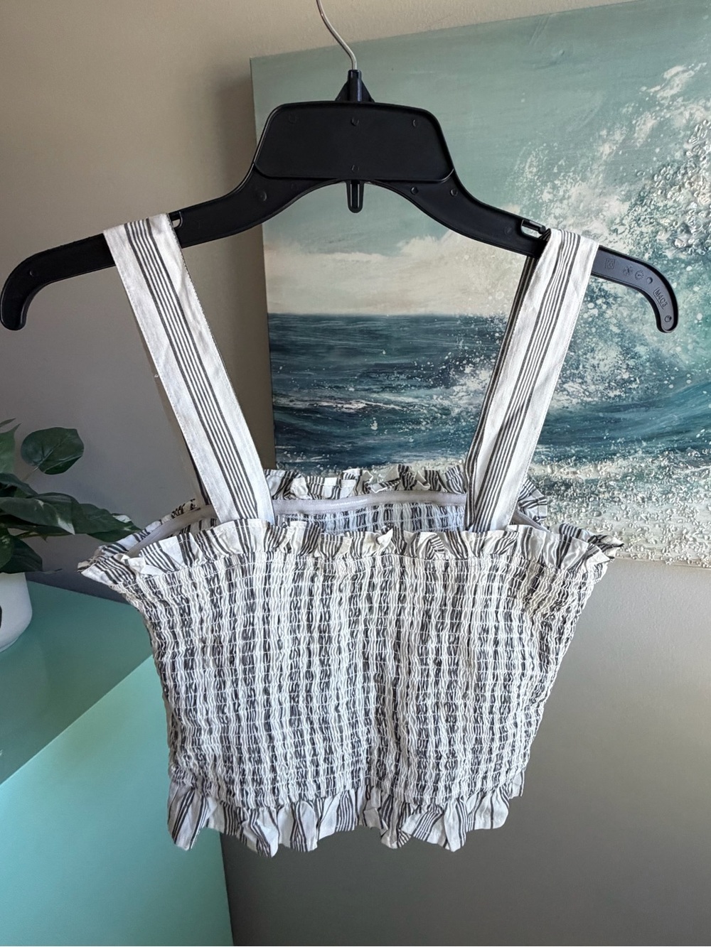 Striped Smocked Crop Top